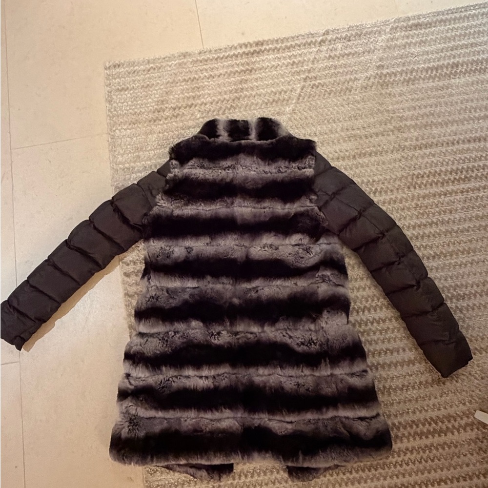 100% Rabbit Fur and Puffer Coat - Picture 2 of 2